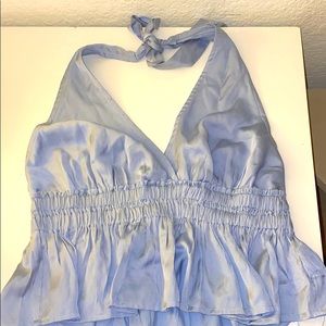 Halter neck tie satin top